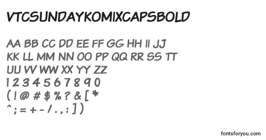 A fonte Vtcsundaykomixcapsbold – alfabeto, números, caracteres especiais