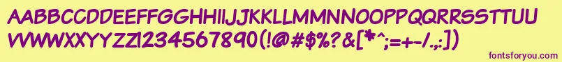 Vtcsundaykomixcapsbold Font – Purple Fonts on Yellow Background