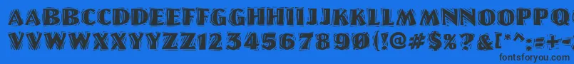 LinoletterCutRaggedRegular-Schriftart – Schwarze Schriften auf blauem Hintergrund