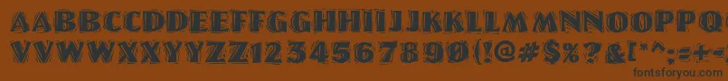 フォントLinoletterCutRaggedRegular – 黒い文字が茶色の背景にあります