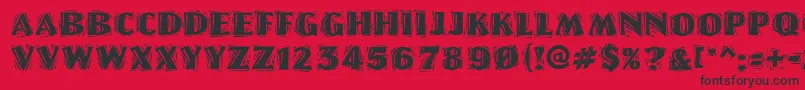 LinoletterCutRaggedRegular Font – Black Fonts on Red Background