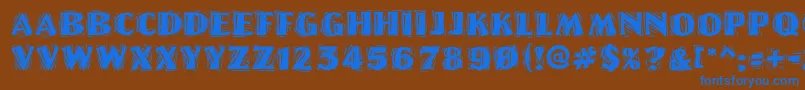 LinoletterCutRaggedRegular Font – Blue Fonts on Brown Background