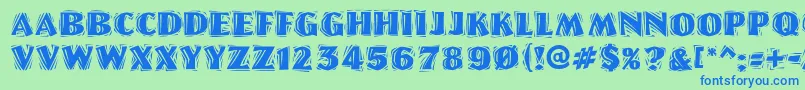 LinoletterCutRaggedRegular Font – Blue Fonts on Green Background