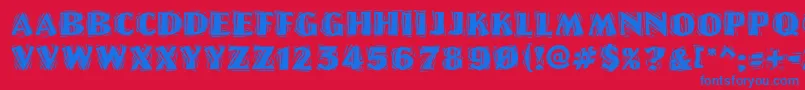 LinoletterCutRaggedRegular-fontti – siniset fontit punaisella taustalla