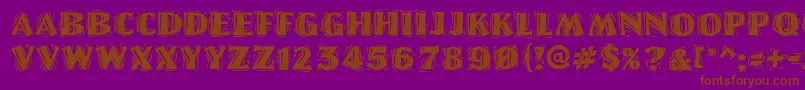 Czcionka LinoletterCutRaggedRegular – brązowe czcionki na fioletowym tle