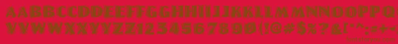 LinoletterCutRaggedRegular-Schriftart – Braune Schriften auf rotem Hintergrund