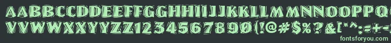 LinoletterCutRaggedRegular-Schriftart – Grüne Schriften auf schwarzem Hintergrund