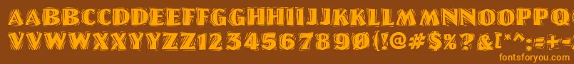 LinoletterCutRaggedRegular Font – Orange Fonts on Brown Background