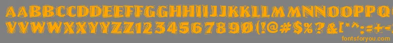 LinoletterCutRaggedRegular-Schriftart – Orangefarbene Schriften auf grauem Hintergrund