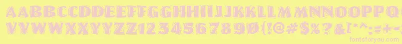 Fonte LinoletterCutRaggedRegular – fontes rosa em um fundo amarelo