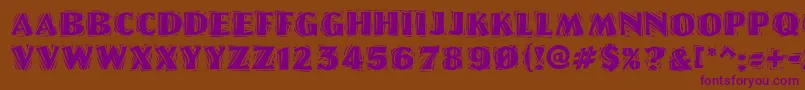 LinoletterCutRaggedRegular Font – Purple Fonts on Brown Background