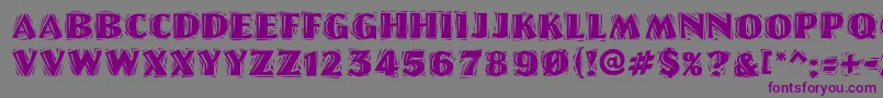 Czcionka LinoletterCutRaggedRegular – fioletowe czcionki na szarym tle