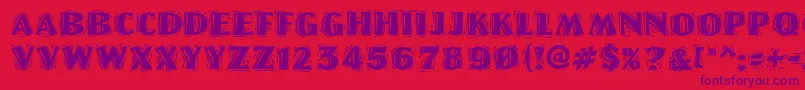 LinoletterCutRaggedRegular-Schriftart – Violette Schriften auf rotem Hintergrund