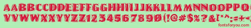 LinoletterCutRaggedRegular Font – Red Fonts on Green Background