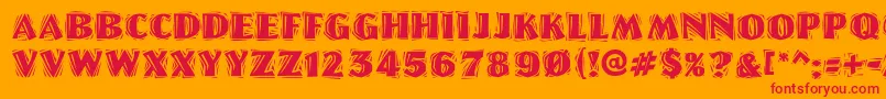 フォントLinoletterCutRaggedRegular – オレンジの背景に赤い文字