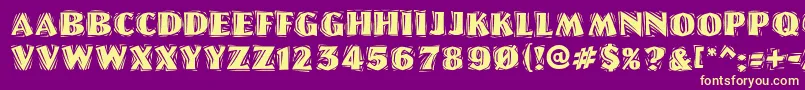 LinoletterCutRaggedRegular Font – Yellow Fonts on Purple Background