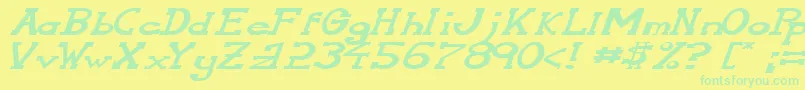 SerifonwideItalic Font – Green Fonts on Yellow Background