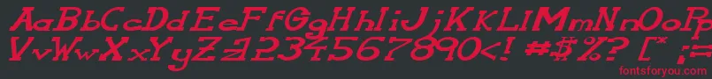 フォントSerifonwideItalic – 黒い背景に赤い文字