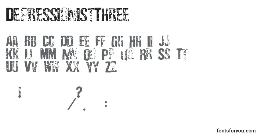 Fuente DepressionistThree - alfabeto, números, caracteres especiales
