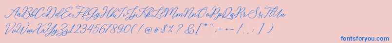 RosabeliaSldt-Schriftart – Blaue Schriften auf rosa Hintergrund