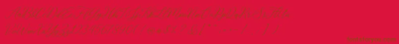 RosabeliaSldt-Schriftart – Braune Schriften auf rotem Hintergrund