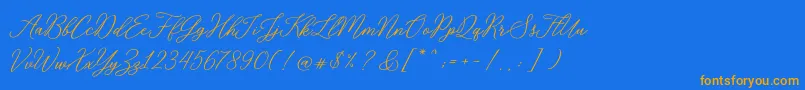 RosabeliaSldt Font – Orange Fonts on Blue Background