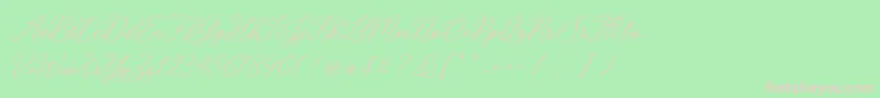 RosabeliaSldt-fontti – vaaleanpunaiset fontit vihreällä taustalla