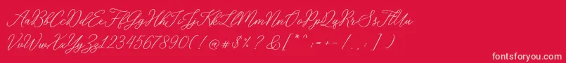RosabeliaSldt-fontti – vaaleanpunaiset fontit punaisella taustalla
