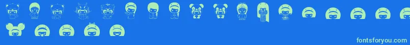 MayumiGumi Font – Green Fonts on Blue Background