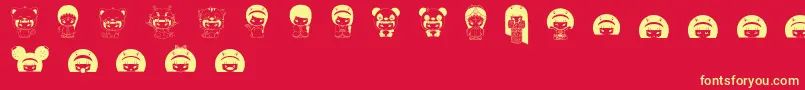 MayumiGumi Font – Yellow Fonts on Red Background