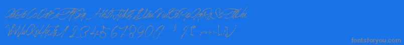 Mr.JacksonRankenstein-Schriftart – Graue Schriften auf blauem Hintergrund