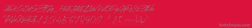 Mr.JacksonRankenstein-Schriftart – Graue Schriften auf rotem Hintergrund