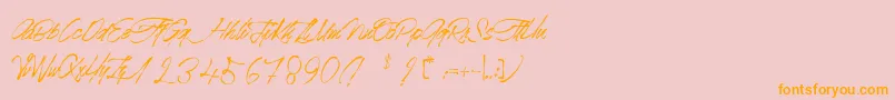 Mr.JacksonRankenstein-Schriftart – Orangefarbene Schriften auf rosa Hintergrund