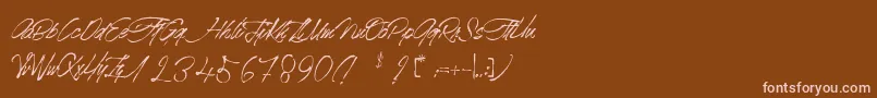 Mr.JacksonRankenstein-Schriftart – Rosa Schriften auf braunem Hintergrund