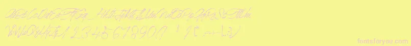 Mr.JacksonRankenstein-Schriftart – Rosa Schriften auf gelbem Hintergrund