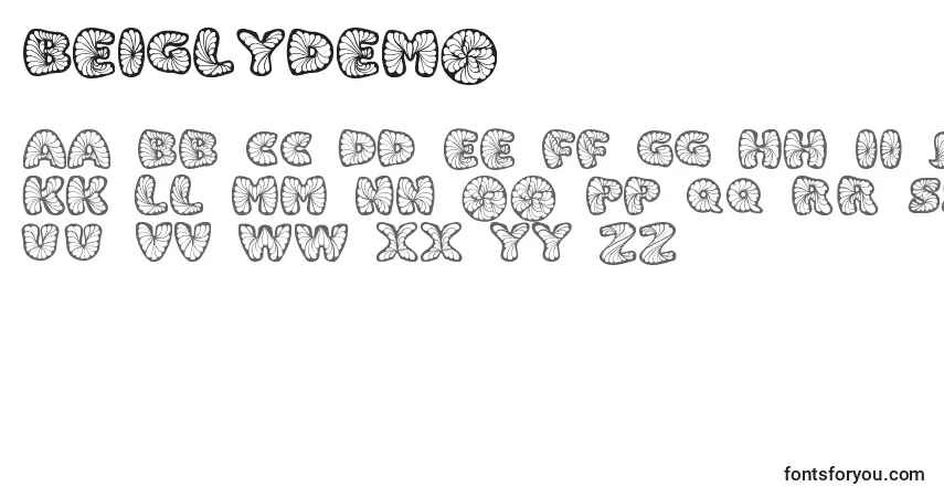 Шрифт Beiglydemo – алфавит, цифры, специальные символы