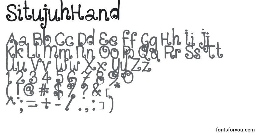 A fonte SitujuhHand – alfabeto, números, caracteres especiais