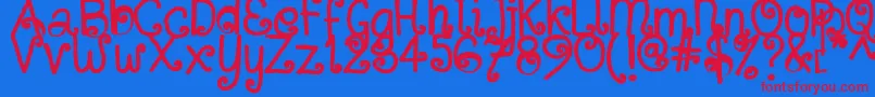 SitujuhHand Font – Red Fonts on Blue Background