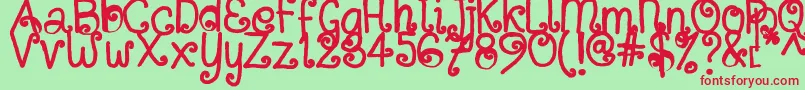 SitujuhHand Font – Red Fonts on Green Background