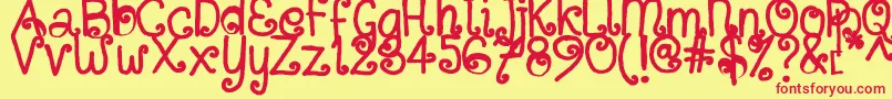 SitujuhHand Font – Red Fonts on Yellow Background