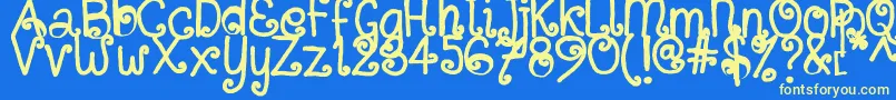 SitujuhHand Font – Yellow Fonts on Blue Background