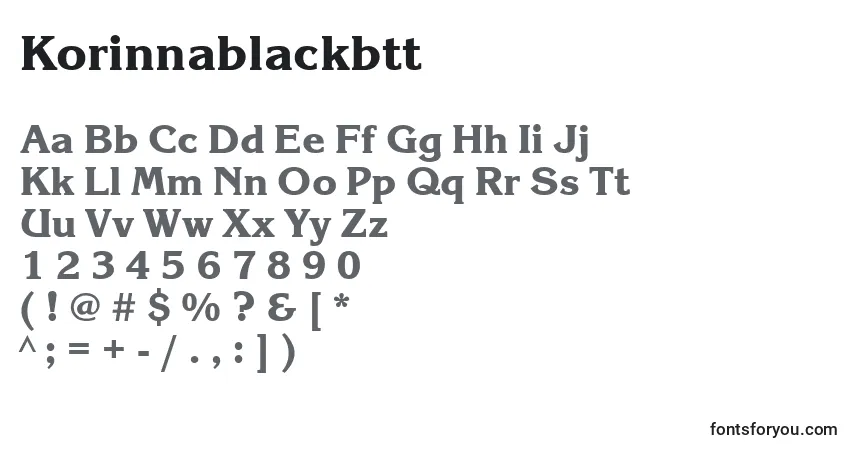 A fonte Korinnablackbtt – alfabeto, números, caracteres especiais