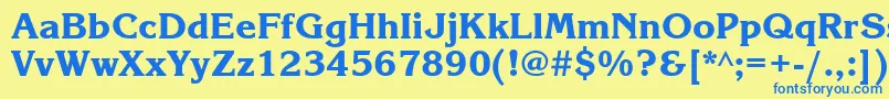 Korinnablackbtt-Schriftart – Blaue Schriften auf gelbem Hintergrund