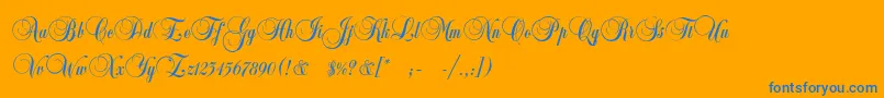 CopyistThin-Schriftart – Blaue Schriften auf orangefarbenem Hintergrund