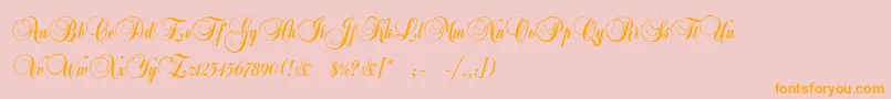 CopyistThin-Schriftart – Orangefarbene Schriften auf rosa Hintergrund