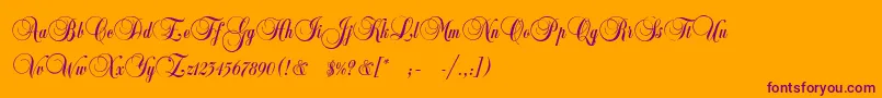 CopyistThin-Schriftart – Violette Schriften auf orangefarbenem Hintergrund