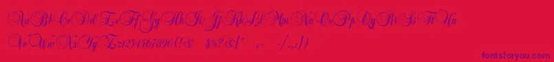 CopyistThin-Schriftart – Violette Schriften auf rotem Hintergrund