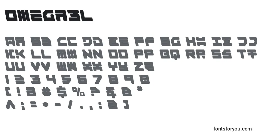 Schriftart Omega3l – Alphabet, Zahlen, spezielle Symbole