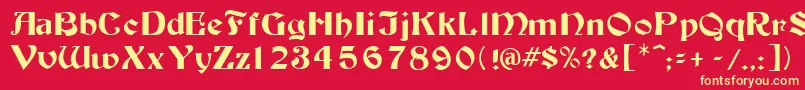 Tutbur Font – Yellow Fonts on Red Background