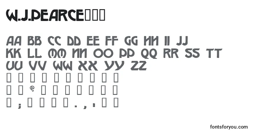 Czcionka W.J.Pearce213 – alfabet, cyfry, specjalne znaki